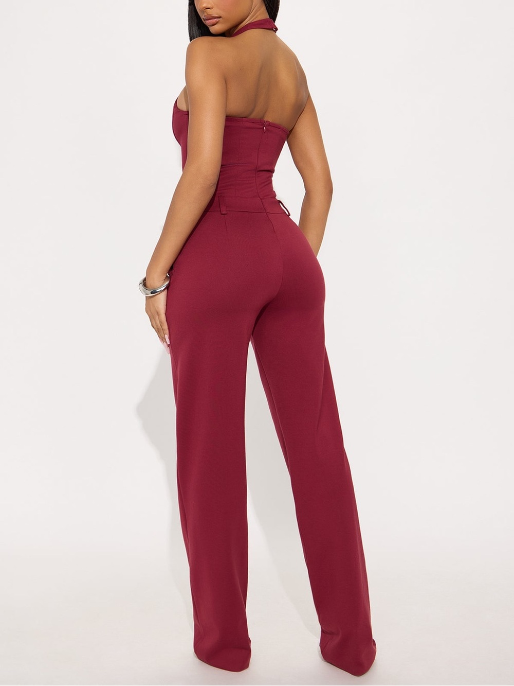 Fashion Nova In Command Ponte Halter Wide Leg Jumpsuit - Picture 2 of 2